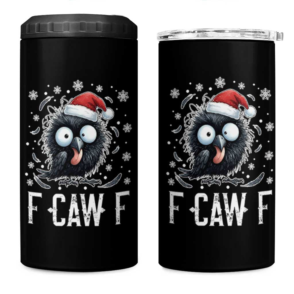 Funny F Caw F Christmas Crow 4 in 1 Can Cooler Tumbler Santa Raven Xmas Holiday - Wonder Print Shop