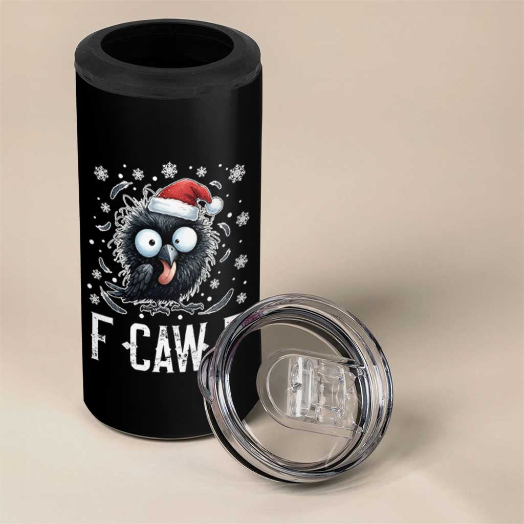 Funny F Caw F Christmas Crow 4 in 1 Can Cooler Tumbler Santa Raven Xmas Holiday - Wonder Print Shop