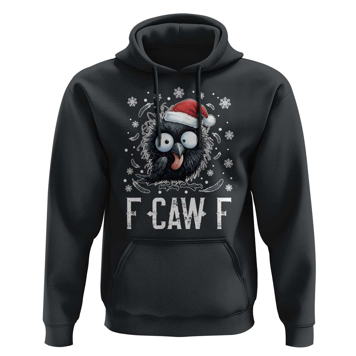Funny F Caw F Christmas Crow Hoodie Santa Raven Xmas Holiday - Wonder Print Shop