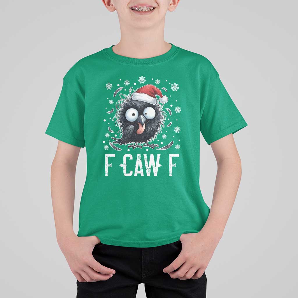 Funny F Caw F Christmas Crow T Shirt For Kid Santa Raven Xmas Holiday - Wonder Print Shop
