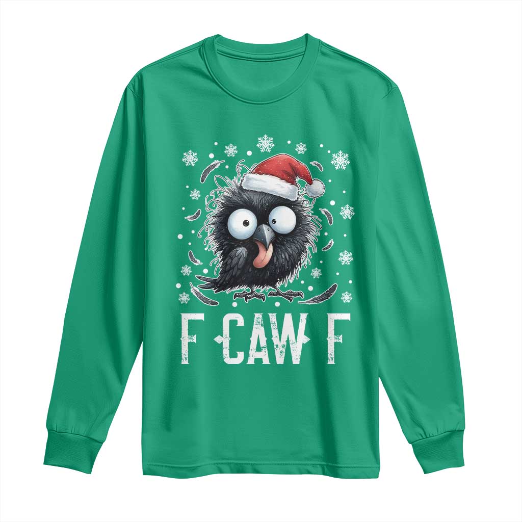Funny F Caw F Christmas Crow Long Sleeve Shirt Santa Raven Xmas Holiday - Wonder Print Shop