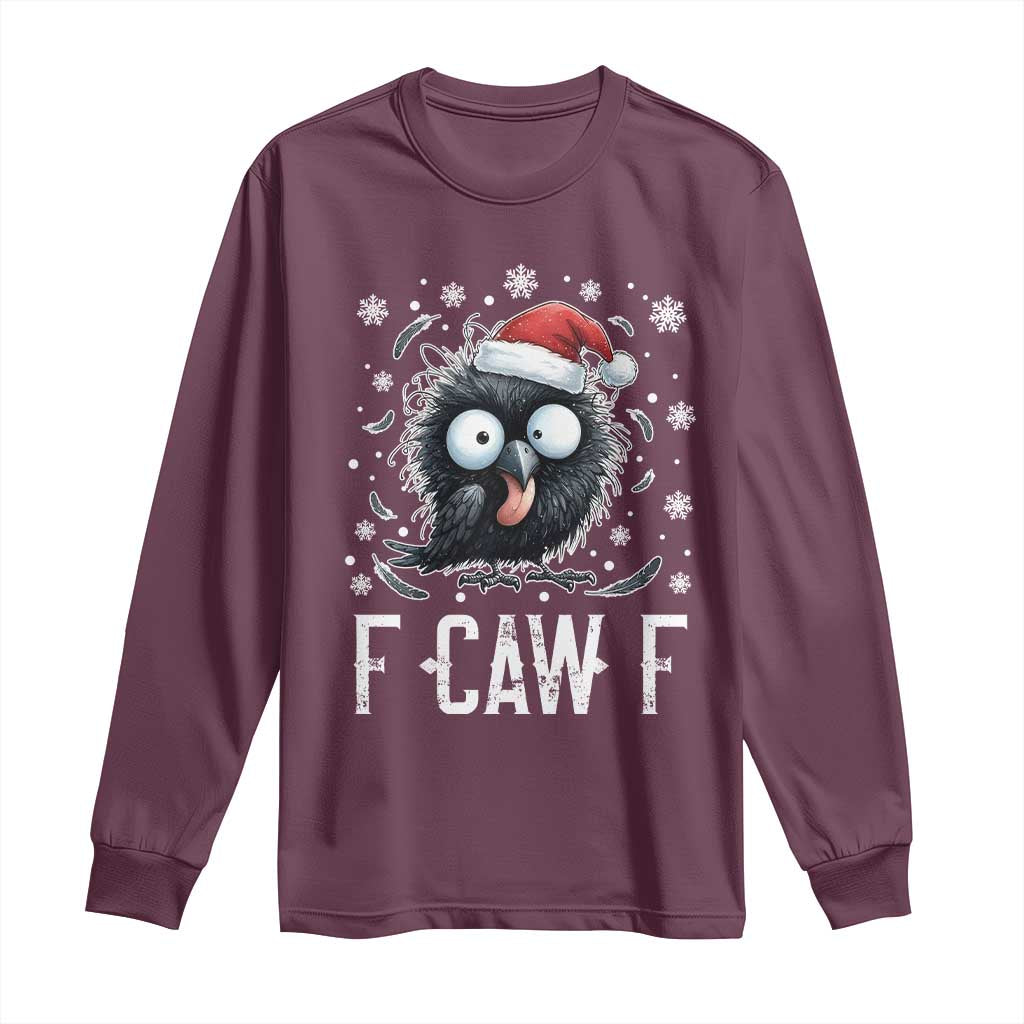 Funny F Caw F Christmas Crow Long Sleeve Shirt Santa Raven Xmas Holiday - Wonder Print Shop