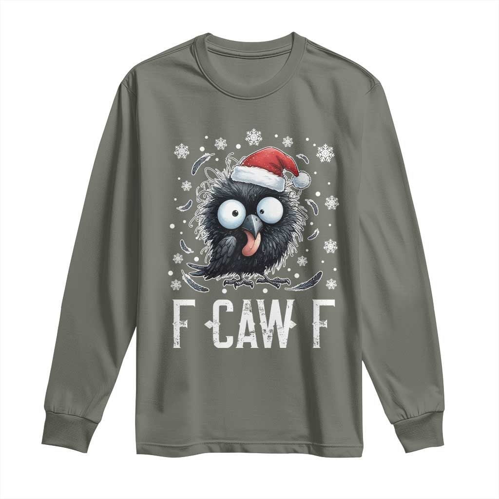 Funny F Caw F Christmas Crow Long Sleeve Shirt Santa Raven Xmas Holiday - Wonder Print Shop