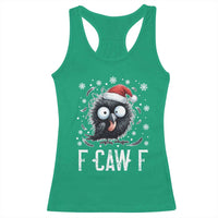Funny F Caw F Christmas Crow Racerback Tank Top Santa Raven Xmas Holiday - Wonder Print Shop
