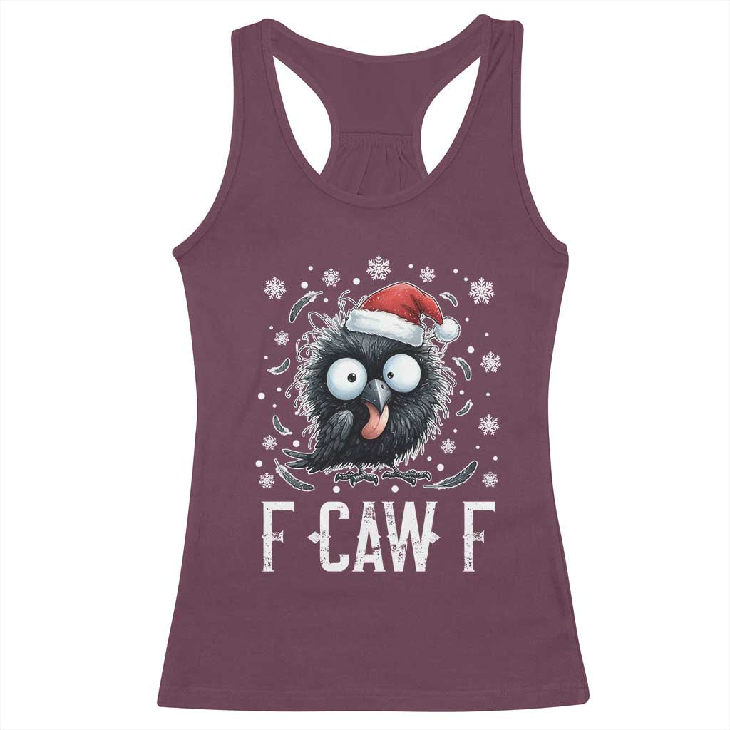 Funny F Caw F Christmas Crow Racerback Tank Top Santa Raven Xmas Holiday - Wonder Print Shop