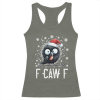 Funny F Caw F Christmas Crow Racerback Tank Top Santa Raven Xmas Holiday - Wonder Print Shop