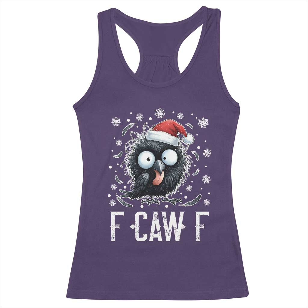 Funny F Caw F Christmas Crow Racerback Tank Top Santa Raven Xmas Holiday - Wonder Print Shop