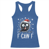 Funny F Caw F Christmas Crow Racerback Tank Top Santa Raven Xmas Holiday - Wonder Print Shop