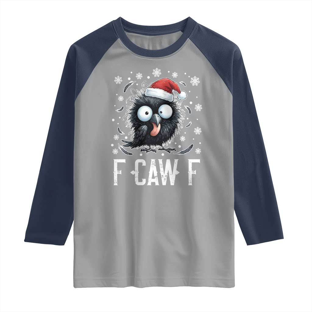 Funny F Caw F Christmas Crow Raglan Shirt Santa Raven Xmas Holiday - Wonder Print Shop