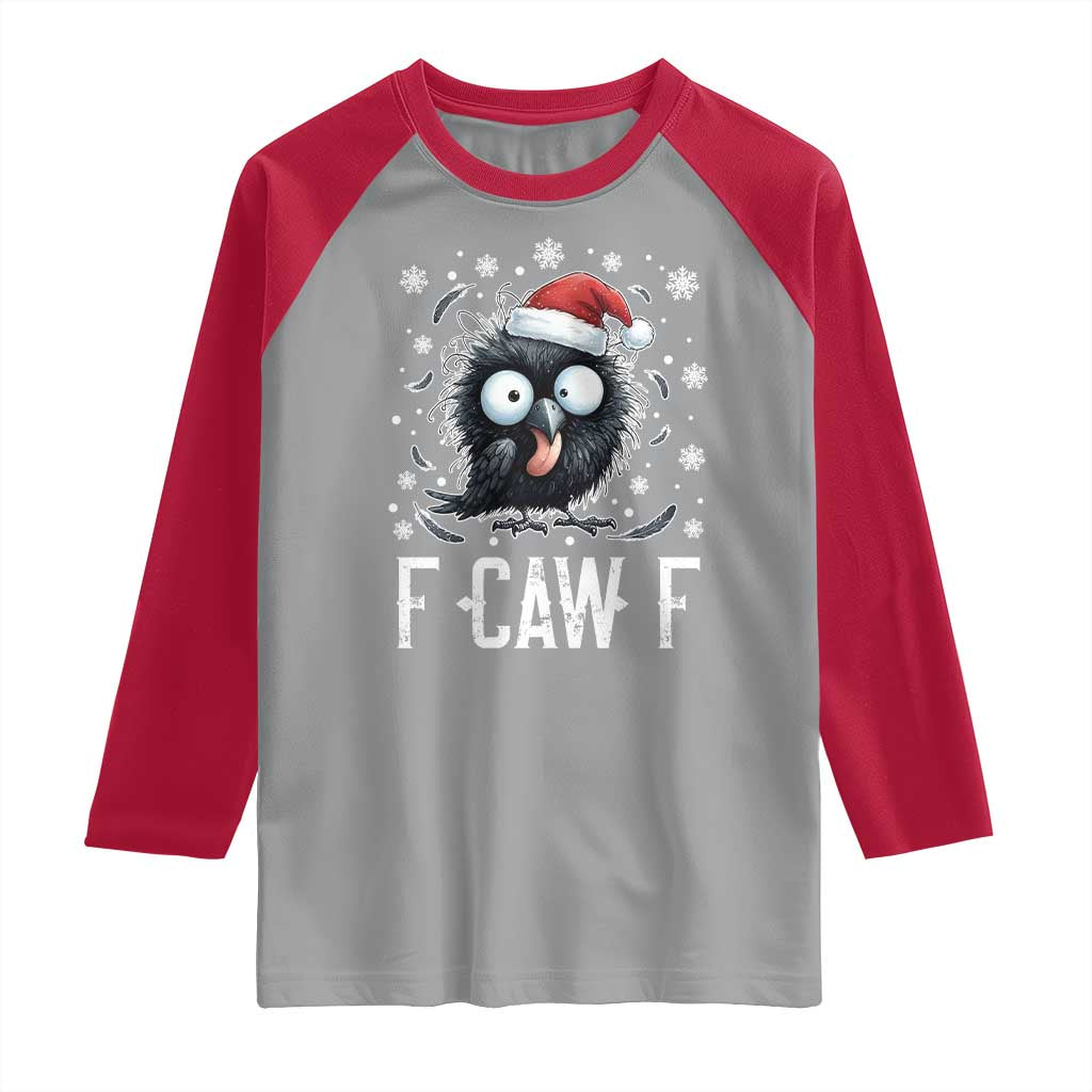 Funny F Caw F Christmas Crow Raglan Shirt Santa Raven Xmas Holiday - Wonder Print Shop