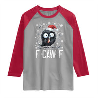 Funny F Caw F Christmas Crow Raglan Shirt Santa Raven Xmas Holiday - Wonder Print Shop