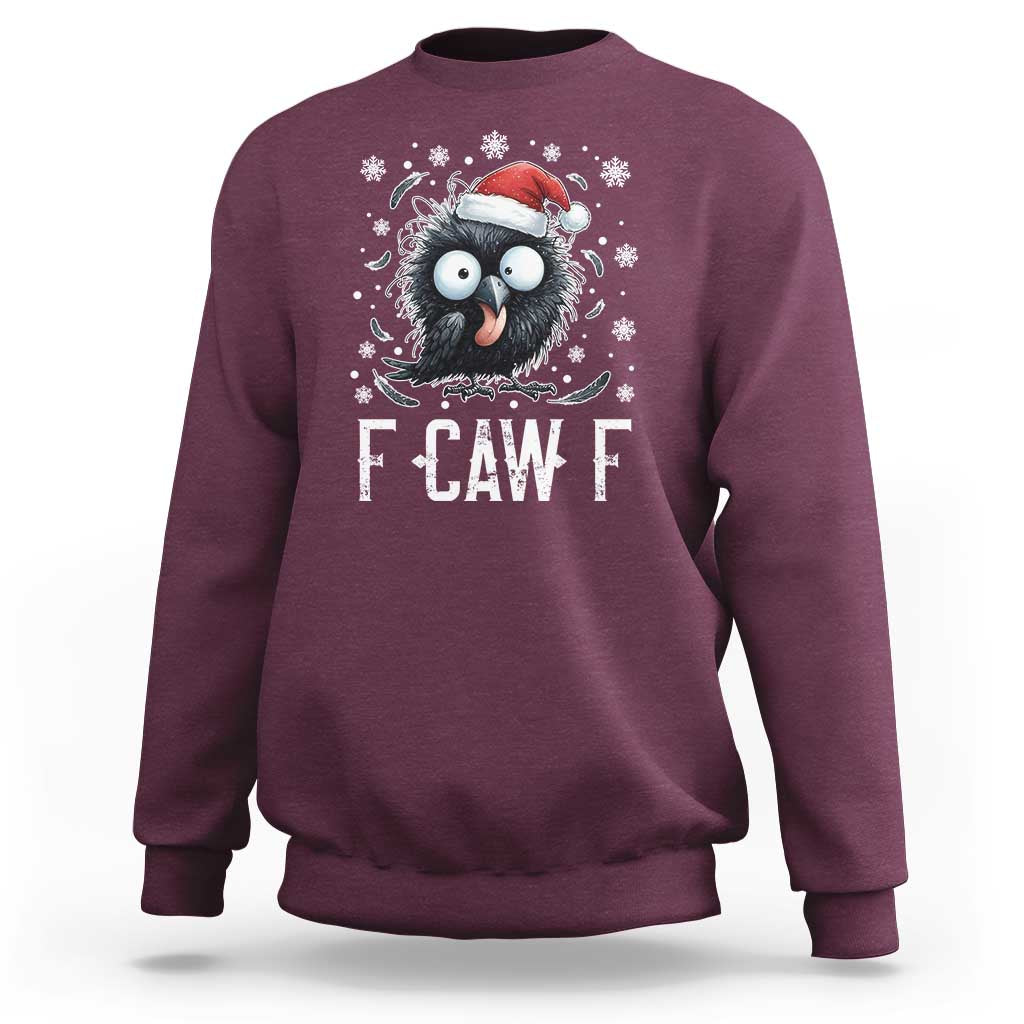 Funny F Caw F Christmas Crow Sweatshirt Santa Raven Xmas Holiday - Wonder Print Shop