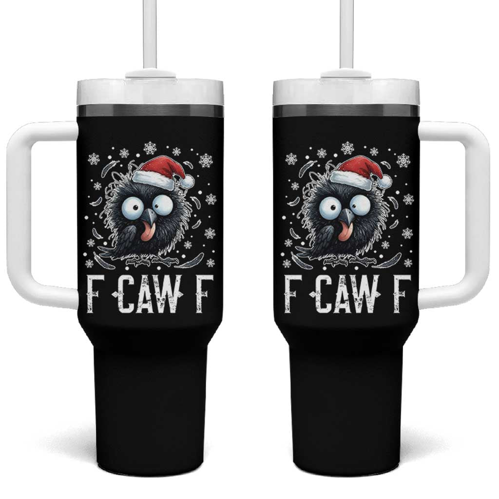 Funny F Caw F Christmas Crow Tumbler With Handle Santa Raven Xmas Holiday - Wonder Print Shop