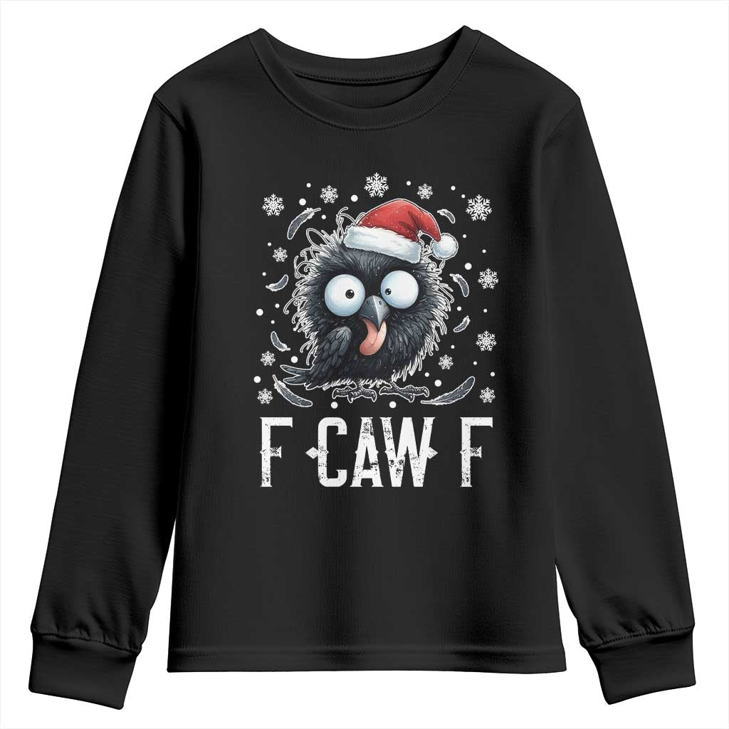 Funny F Caw F Christmas Crow Youth Sweatshirt Santa Raven Xmas Holiday - Wonder Print Shop