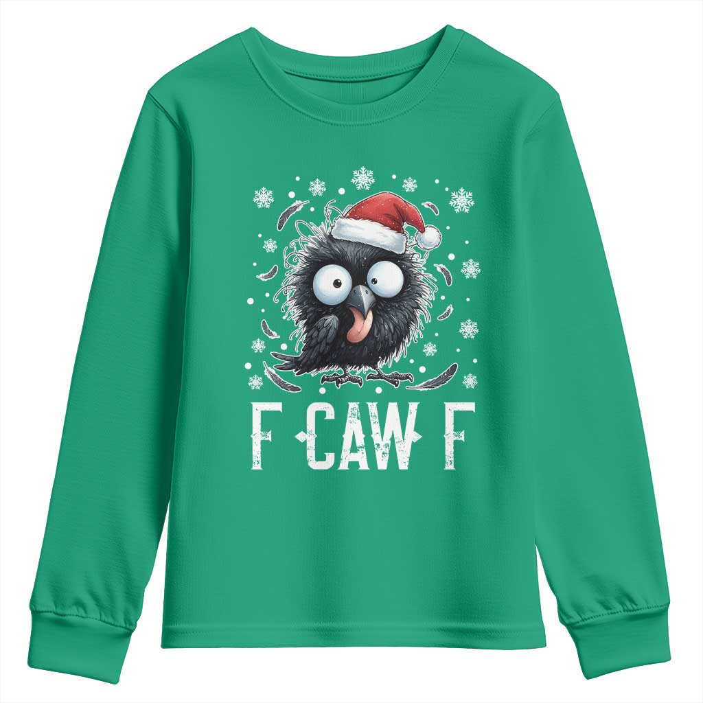 Funny F Caw F Christmas Crow Youth Sweatshirt Santa Raven Xmas Holiday - Wonder Print Shop