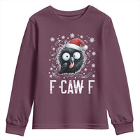 Funny F Caw F Christmas Crow Youth Sweatshirt Santa Raven Xmas Holiday - Wonder Print Shop