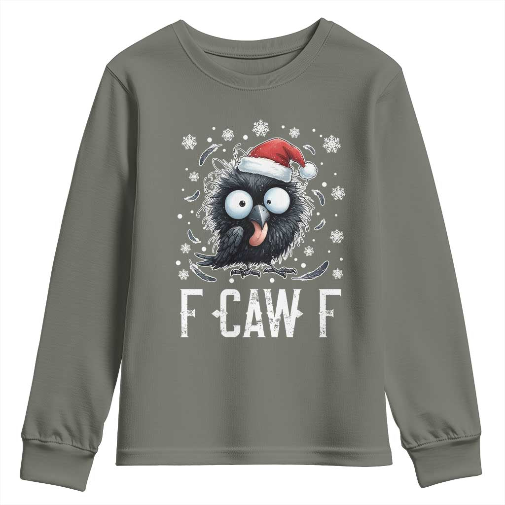 Funny F Caw F Christmas Crow Youth Sweatshirt Santa Raven Xmas Holiday - Wonder Print Shop
