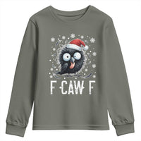 Funny F Caw F Christmas Crow Youth Sweatshirt Santa Raven Xmas Holiday - Wonder Print Shop