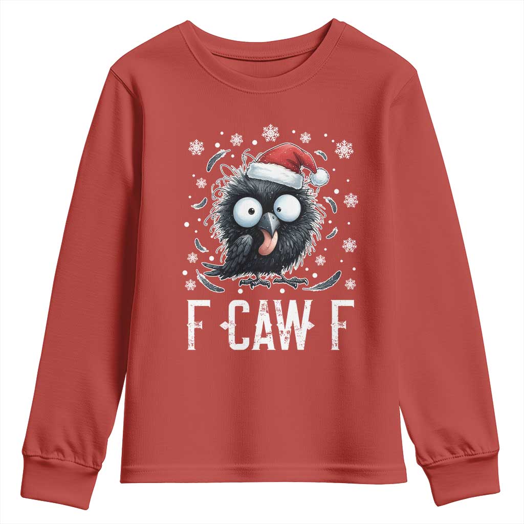 Funny F Caw F Christmas Crow Youth Sweatshirt Santa Raven Xmas Holiday - Wonder Print Shop