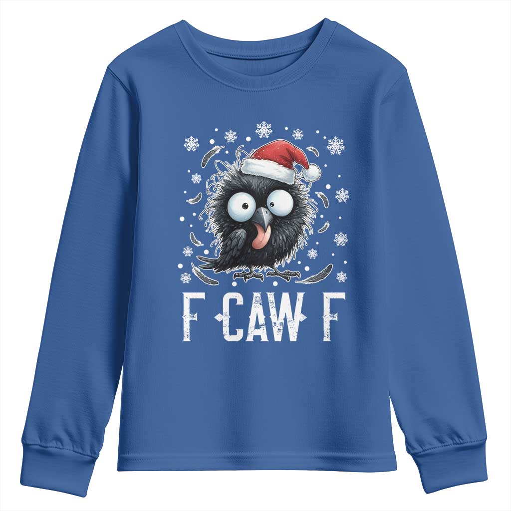 Funny F Caw F Christmas Crow Youth Sweatshirt Santa Raven Xmas Holiday - Wonder Print Shop