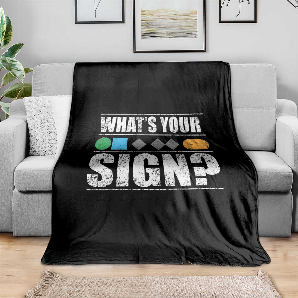 Funny Ski Snowboard Whats Your Sign Throw Blanket - Wonder Print Shop