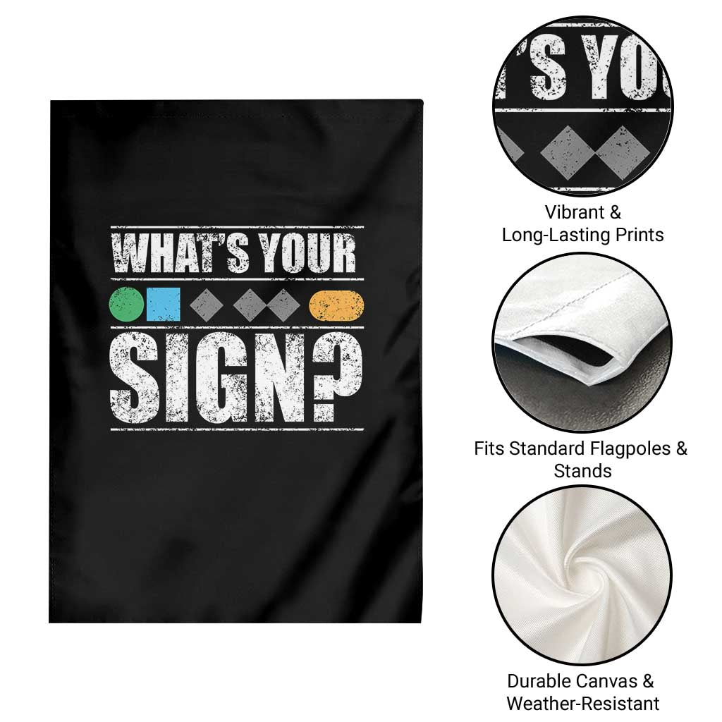 Funny Ski Snowboard Whats Your Sign Garden Flag - Wonder Print Shop