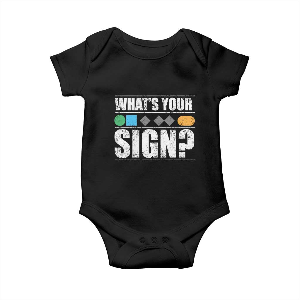 Funny Ski Snowboard Whats Your Sign Baby Onesie - Wonder Print Shop