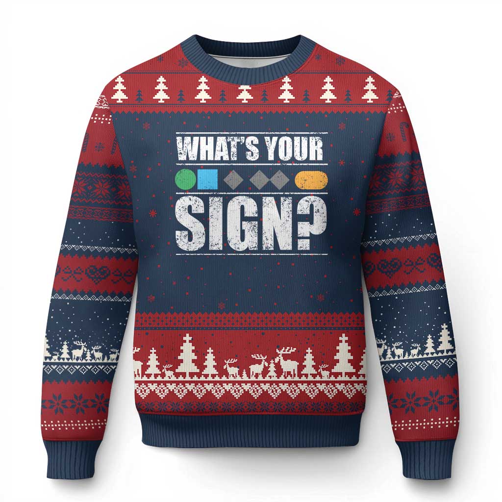 Funny Ski Snowboard Whats Your Sign Ugly Christmas Sweater - Wonder Print Shop