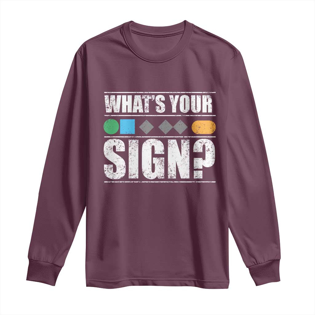 Funny Ski Snowboard Whats Your Sign Long Sleeve Shirt - Wonder Print Shop