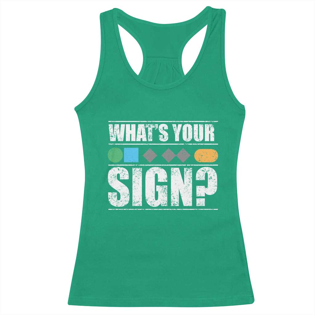 Funny Ski Snowboard Whats Your Sign Racerback Tank Top - Wonder Print Shop