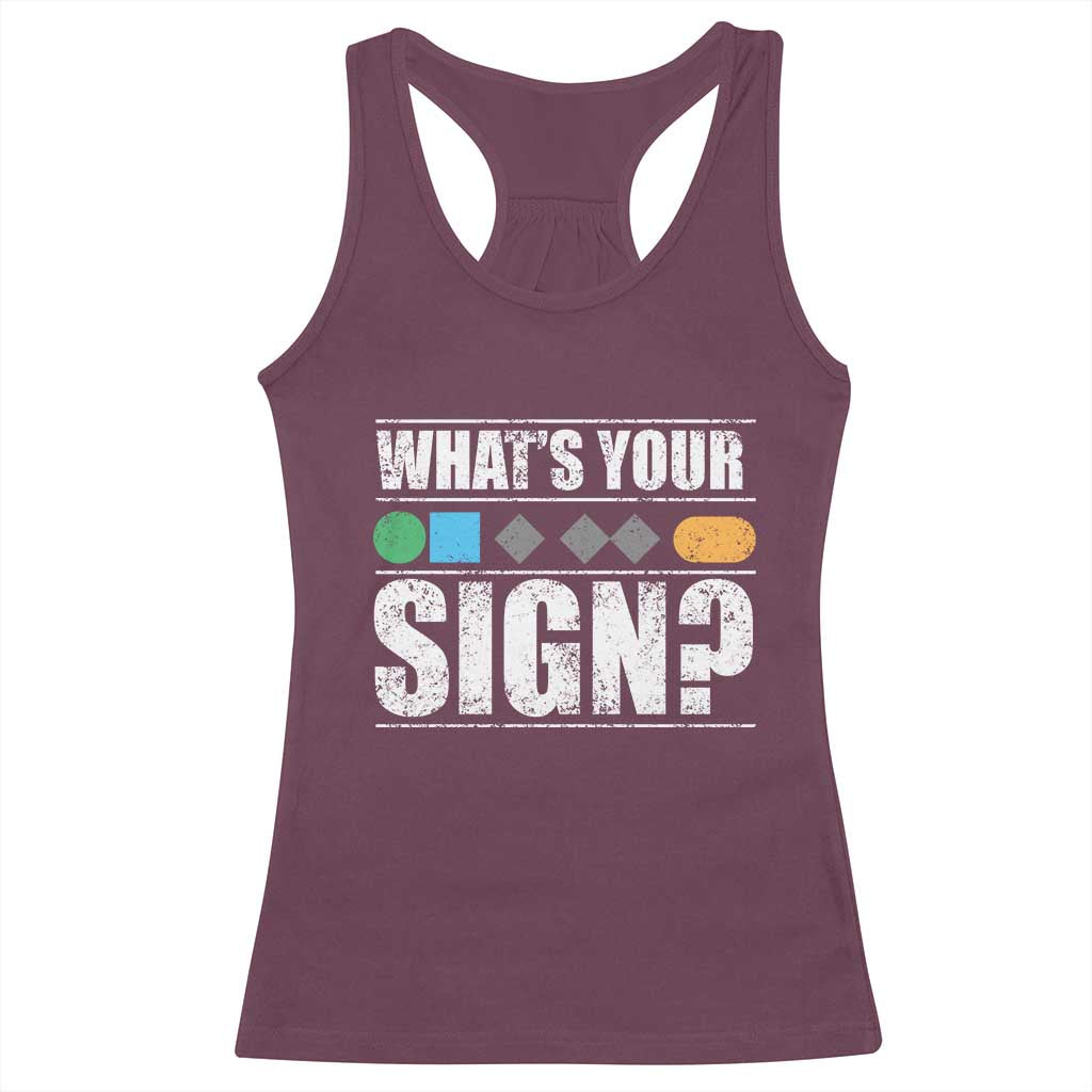 Funny Ski Snowboard Whats Your Sign Racerback Tank Top - Wonder Print Shop