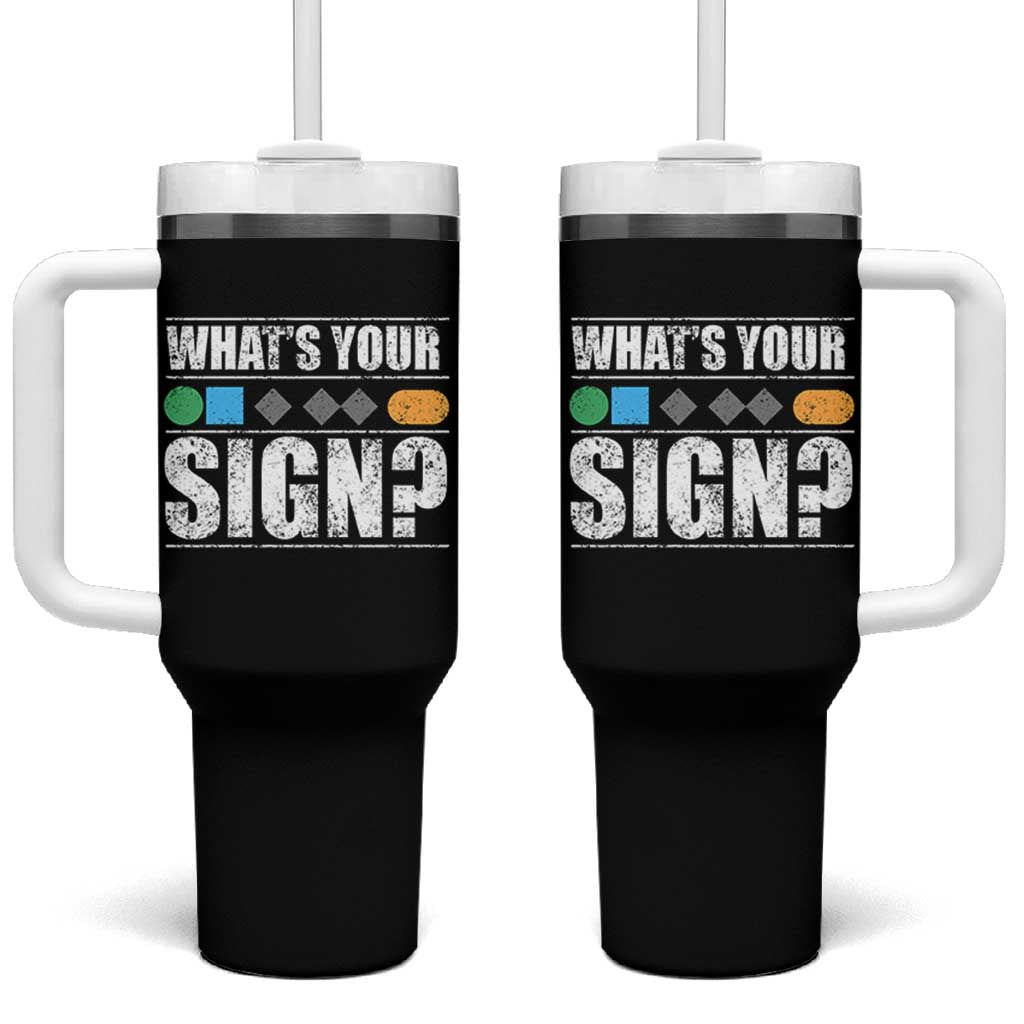Funny Ski Snowboard Whats Your Sign Tumbler With Handle - Wonder Print Shop