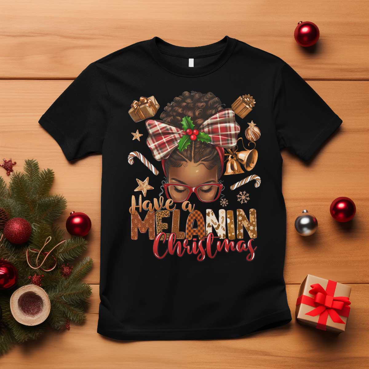 Have A Melanin Christmas African American Girl Xmas T Shirt - Wonder Print Shop