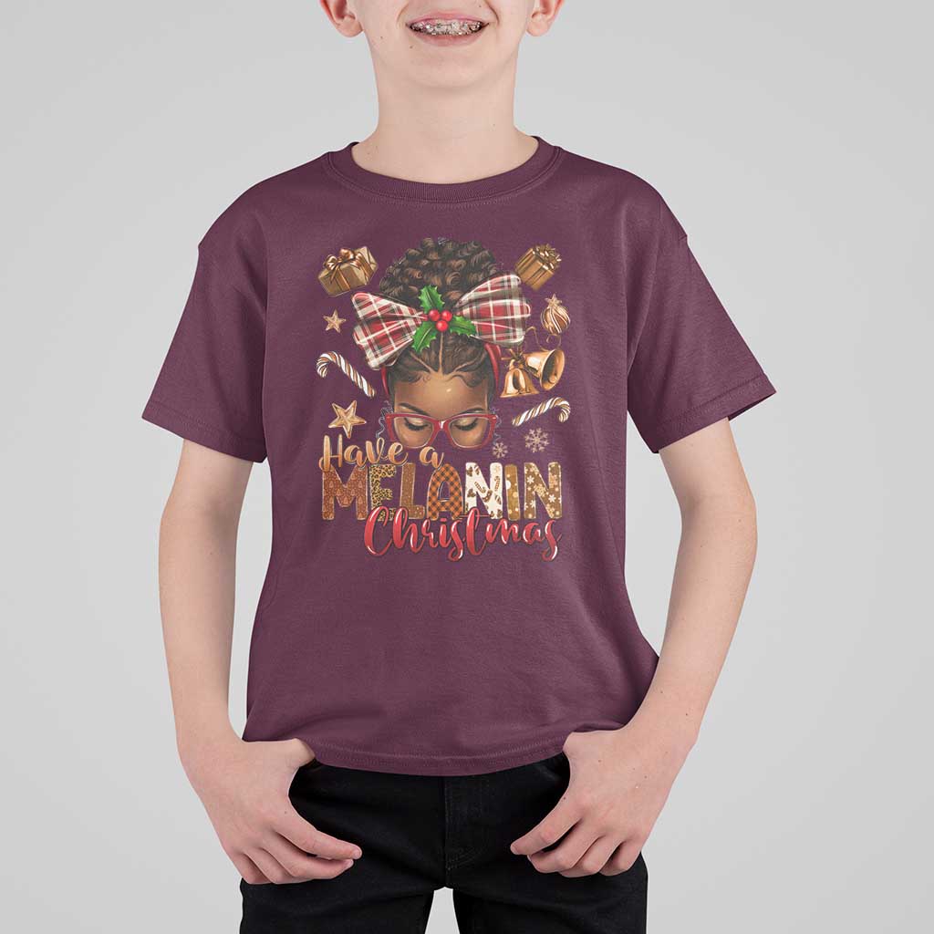 Have A Melanin Christmas African American Girl Xmas T Shirt For Kid - Wonder Print Shop