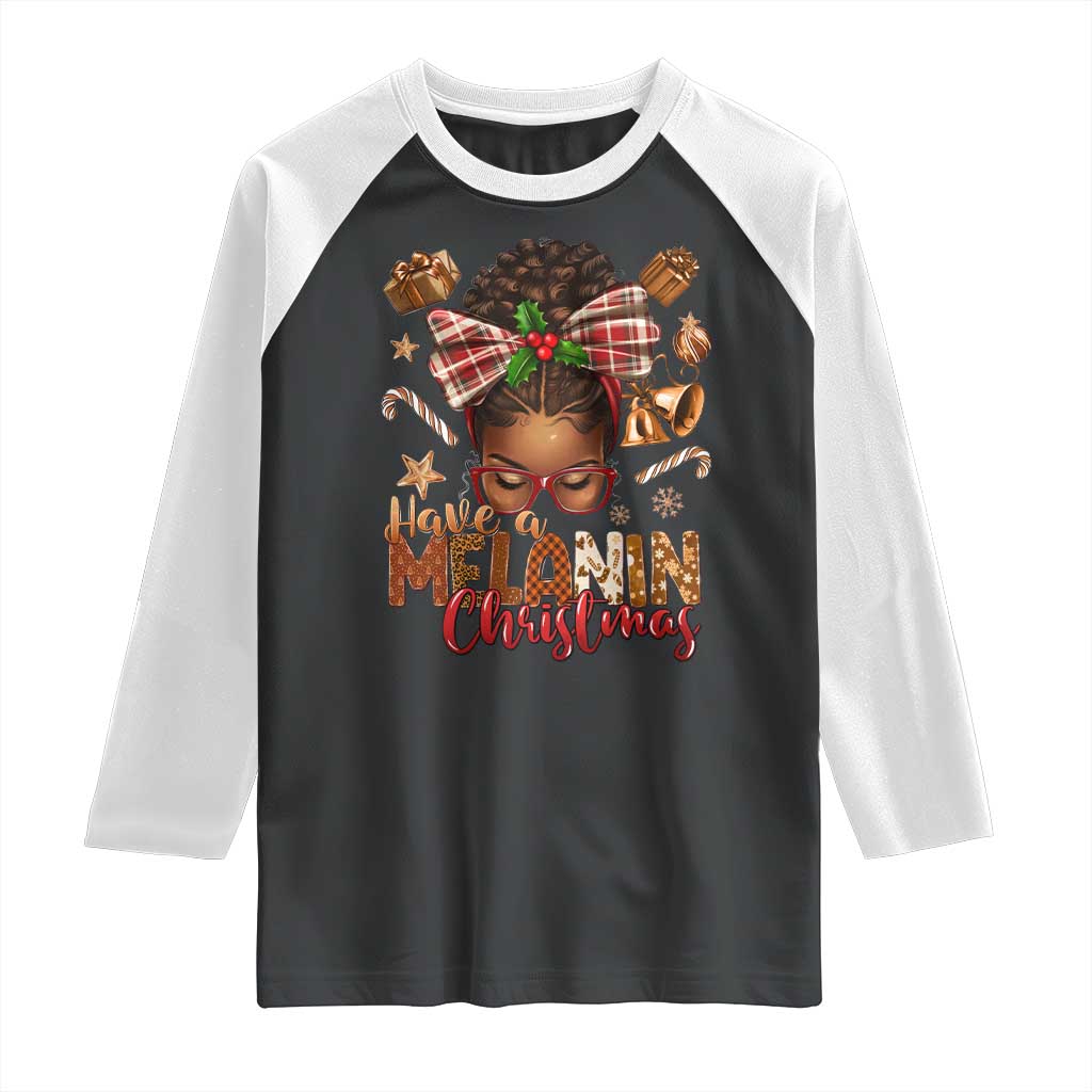 Have A Melanin Christmas African American Girl Xmas Raglan Shirt - Wonder Print Shop