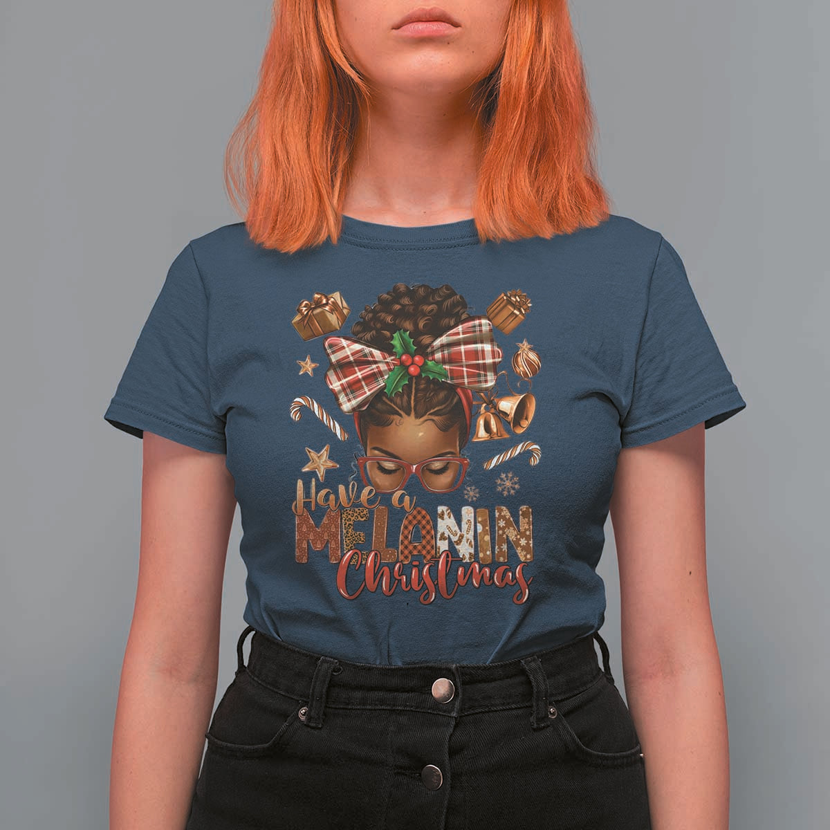 Have A Melanin Christmas African American Girl Xmas T Shirt For Women - Wonder Print Shop