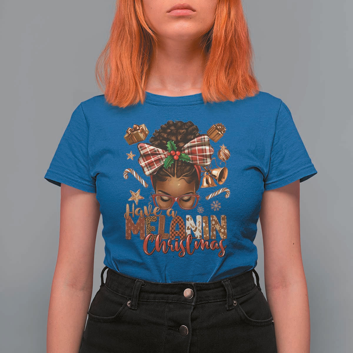 Have A Melanin Christmas African American Girl Xmas T Shirt For Women - Wonder Print Shop