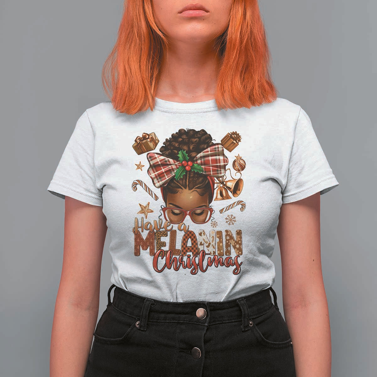 Have A Melanin Christmas African American Girl Xmas T Shirt For Women - Wonder Print Shop
