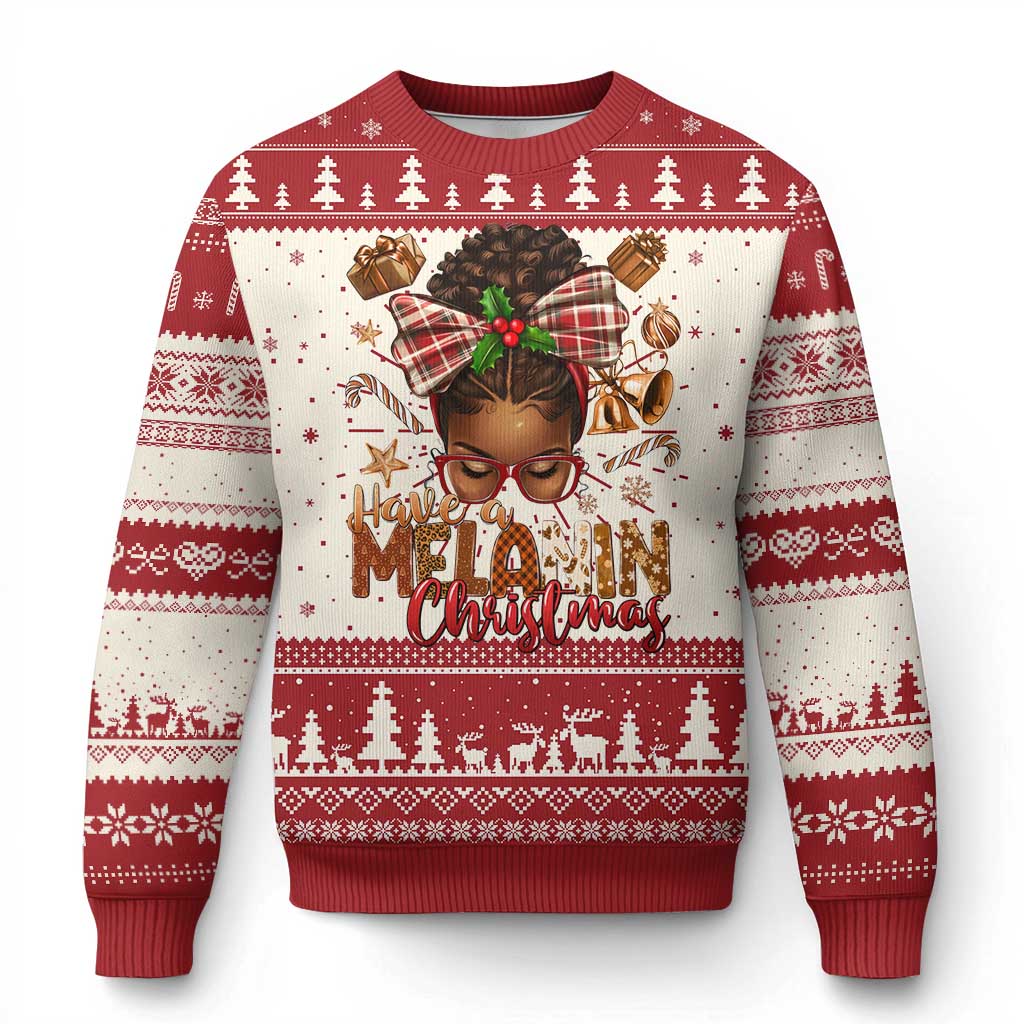 Have A Melanin Christmas African American Girl Xmas Ugly Christmas Sweater - Wonder Print Shop