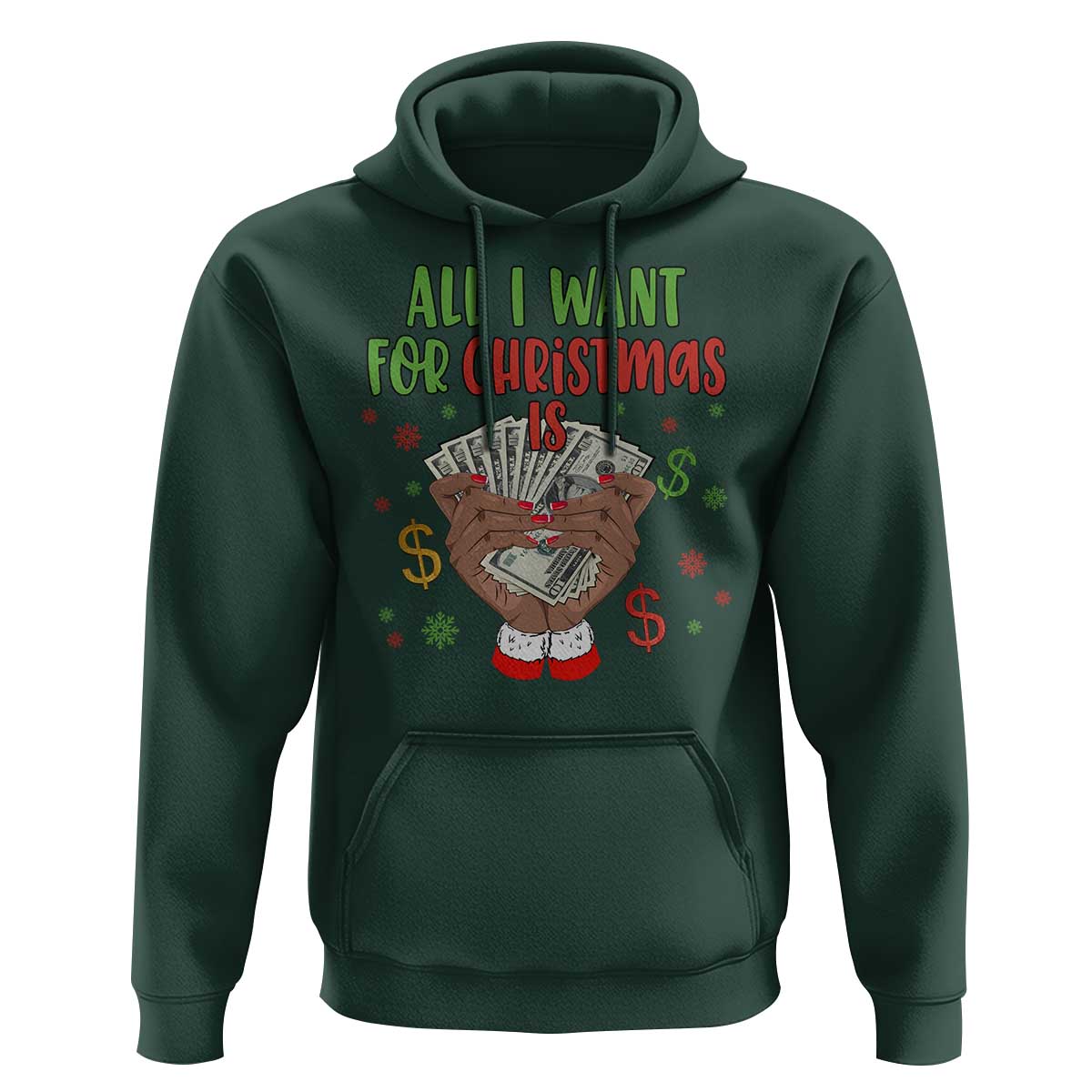 Funny All I Want For Christmas Is Money Hoodie Xmas Melanin Black African American Hands