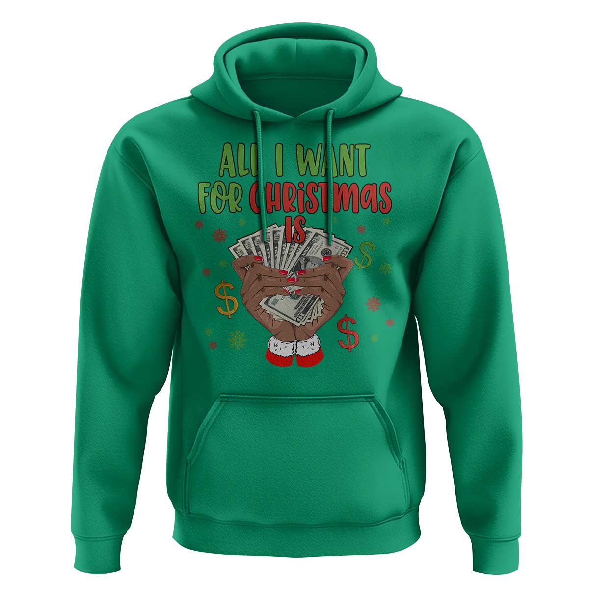 Funny All I Want For Christmas Is Money Hoodie Xmas Melanin Black African American Hands