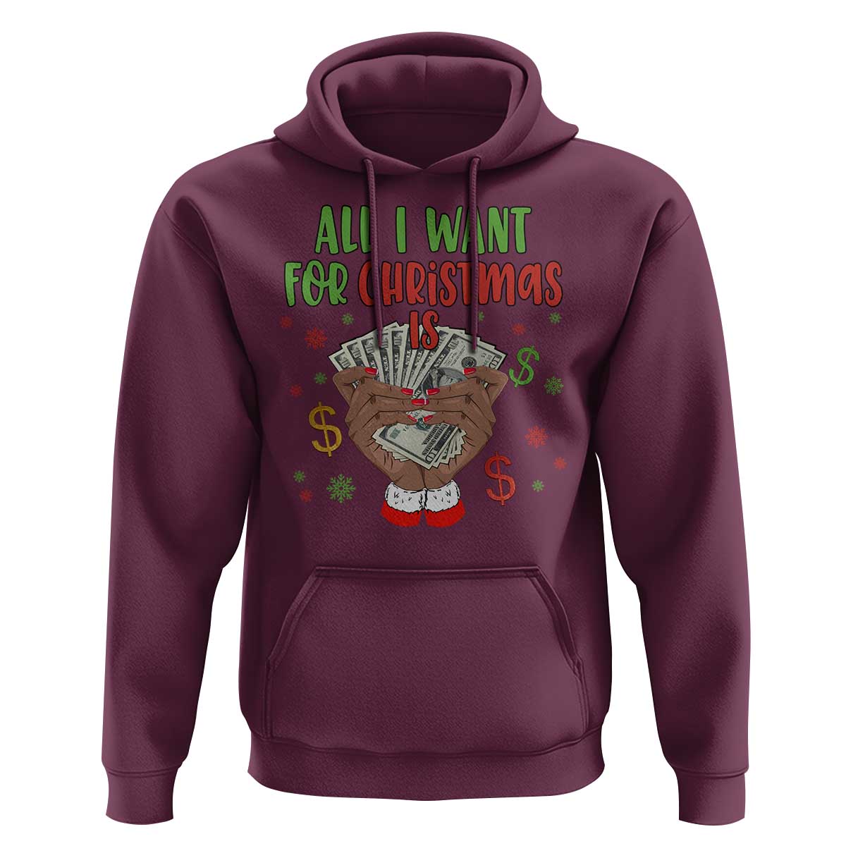 Funny All I Want For Christmas Is Money Hoodie Xmas Melanin Black African American Hands
