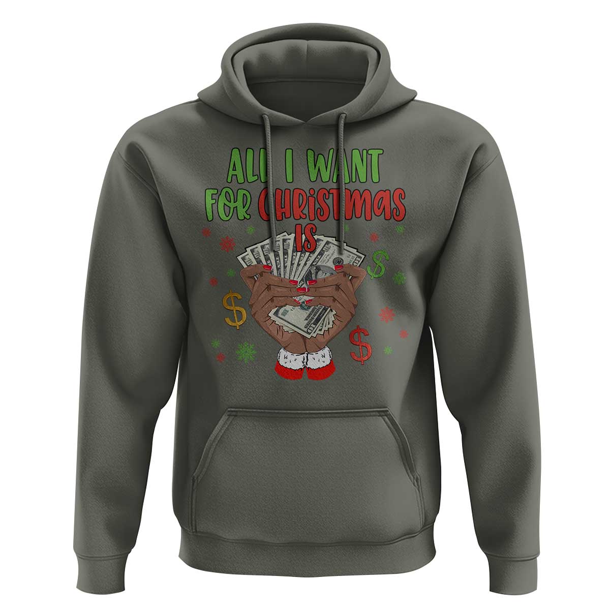Funny All I Want For Christmas Is Money Hoodie Xmas Melanin Black African American Hands