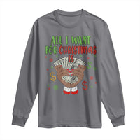 Funny All I Want For Christmas Is Money Long Sleeve Shirt Xmas Melanin Black African American Hands