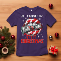 Funny All I Want For Christmas Is Money T Shirt Candy Cane Lips - Wonder Print Shop