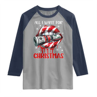 Funny All I Want For Christmas Is Money Raglan Shirt Candy Cane Lips - Wonder Print Shop