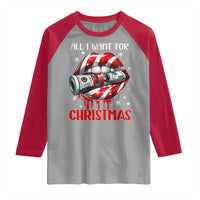 Funny All I Want For Christmas Is Money Raglan Shirt Candy Cane Lips - Wonder Print Shop