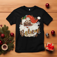 Funny Retro Black Santa Christmas T Shirt Believe African American Xmas - Wonder Print Shop
