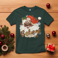 Funny Retro Black Santa Christmas T Shirt Believe African American Xmas - Wonder Print Shop