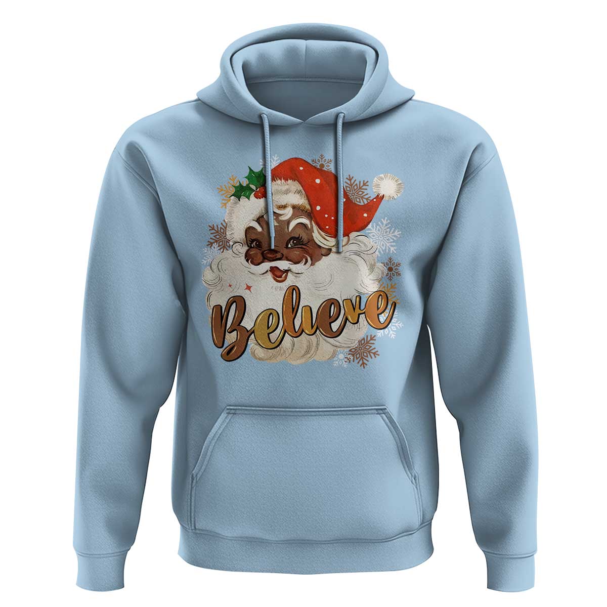 Funny Retro Black Santa Christmas Hoodie Believe African American Xmas